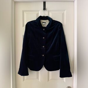 J. Crew Midnight Velvet Jacket / Blazer - Lined,  split turn-up cuffs, size 12